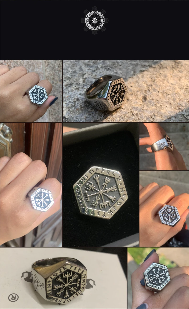 Vegvisir кольца из нержавеющей стали для мужчин Скандинавская мифология Руна викингов индекс кольцо Модные ювелирные изделия