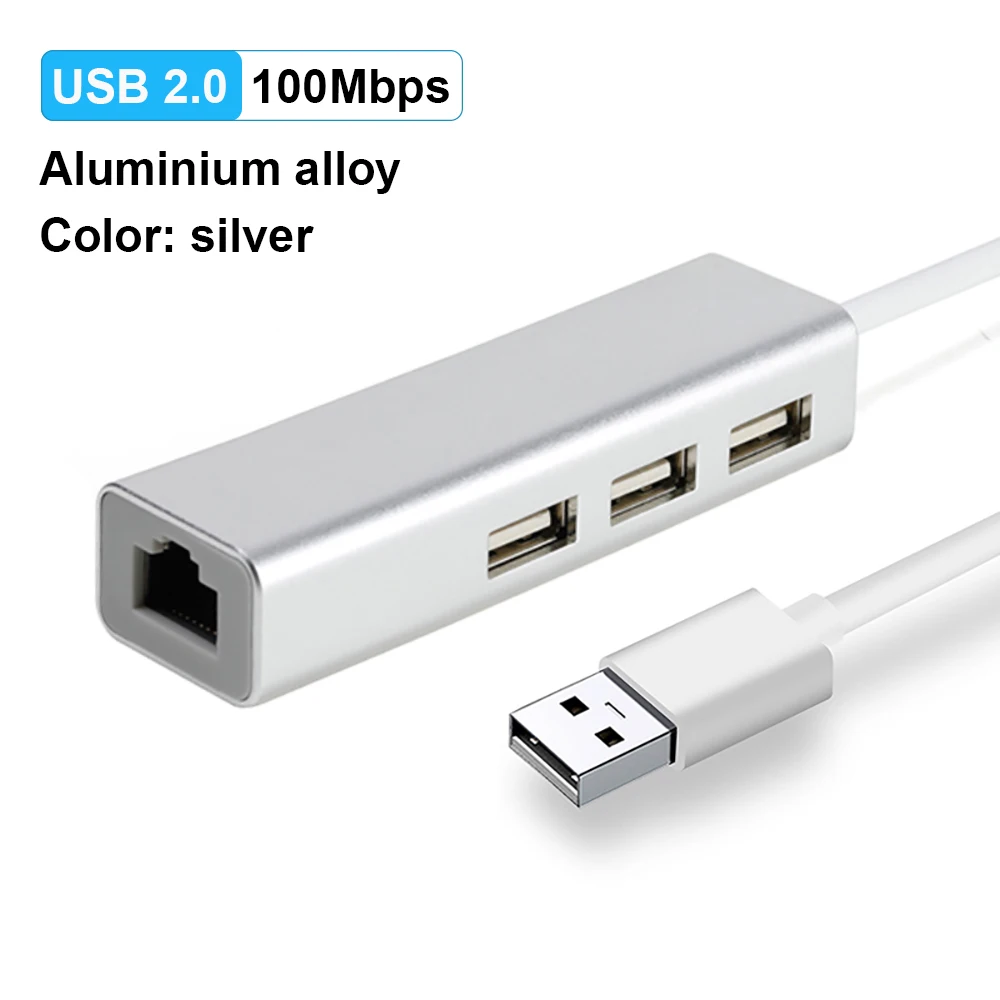 OFCCOM USB Ethernet USB 3,0 2,0 к RJ45 концентратор 10/100/1000 м Ethernet адаптер Сетевая карта USB Lan для Macbook Windows - Цвет: USB2.0 100M Silver