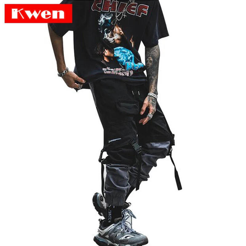 Новинка 2019 модная уличная одежда цветные джоггеры с прострочкой длинные брюки в