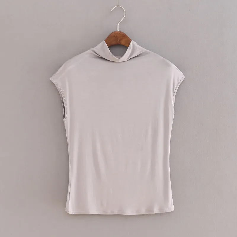 gray Модные женские топы и блузки, однотонные, белые, черные, водолазка, без рукавов, корейский стиль, тонкий Топ, повседневные блузки, большие размеры - Цвет: gray