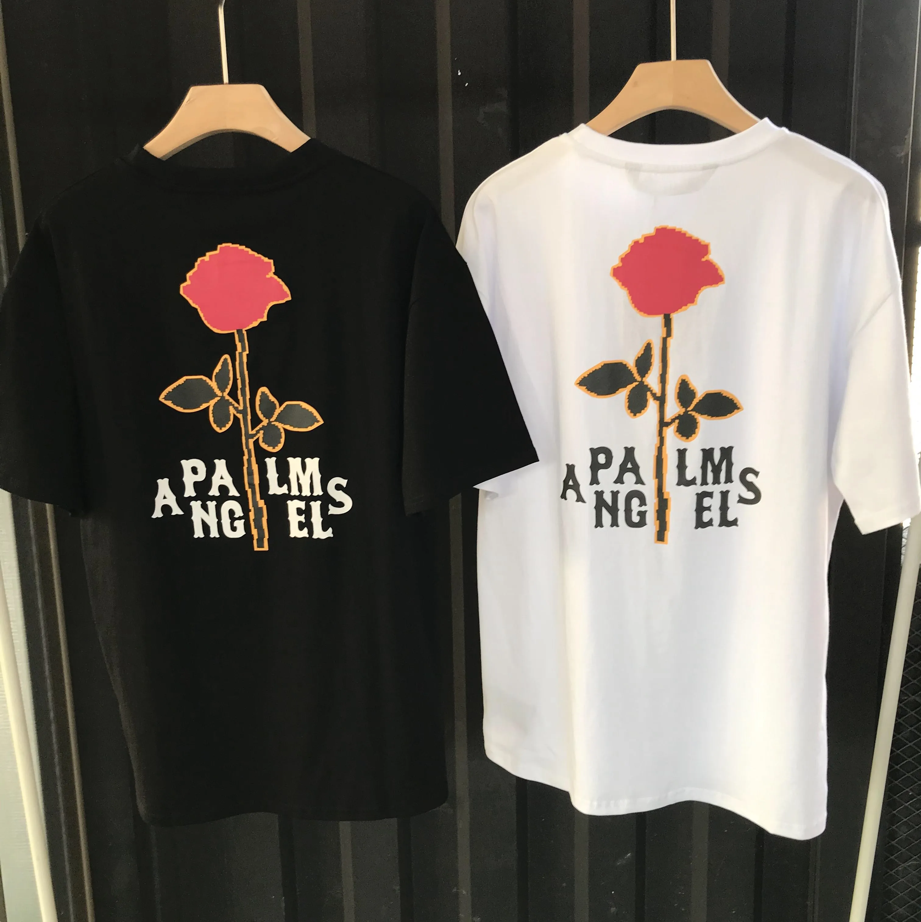 

Palm Angels back big rose letter printing men's women's short-sleeved loose wild round neck T-shirt PA-89