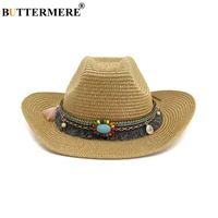 buttermere hat cowboy for women men khaki ethnic style summer beach straw sun hats straw hat female male cowboy hat