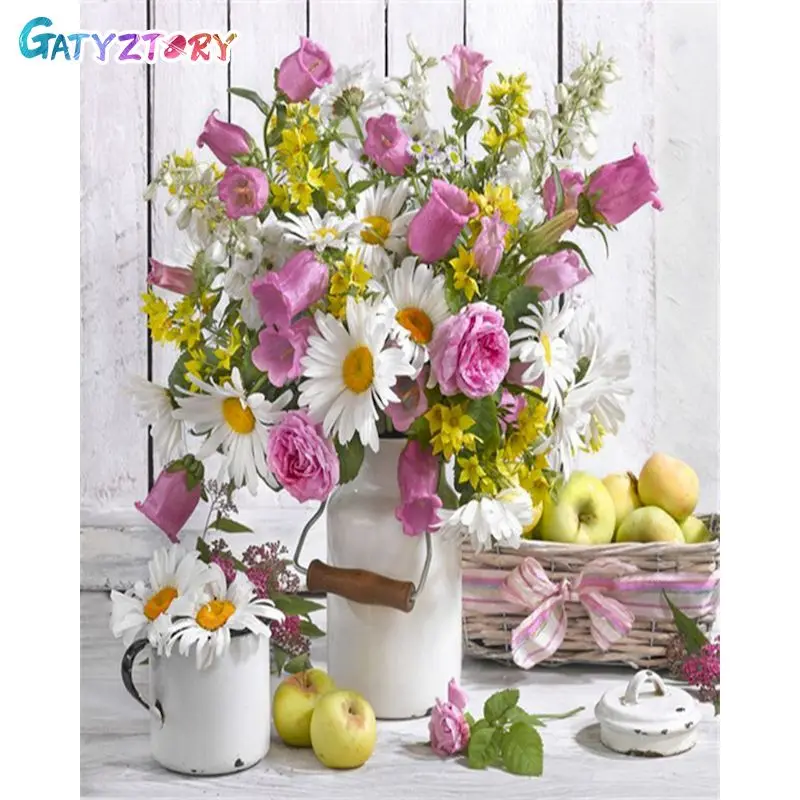 

GATYZTORY 60x75cm Paint By Numbers For Adults Flower Picture On Canvas Coloring By Numbers Home Decor Acrylic paints