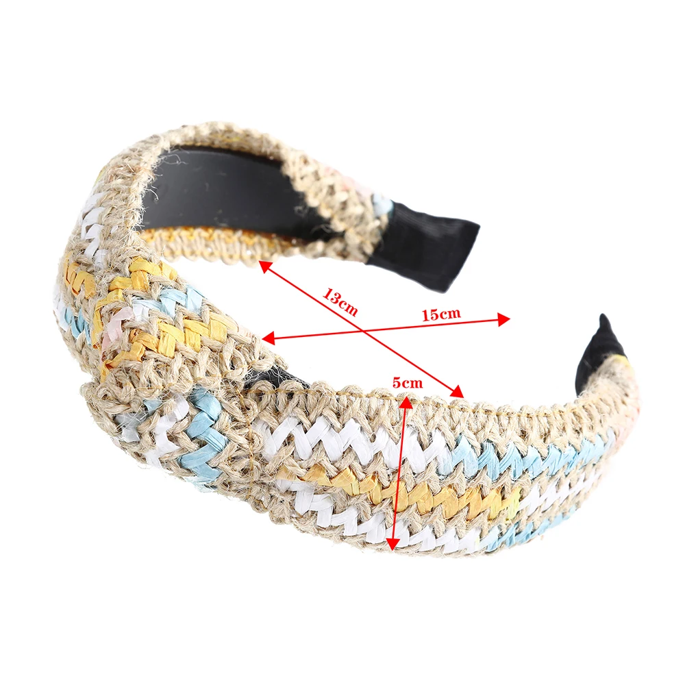 Женский ободок из рафии Levao широкий соломы с узелком аксессуар для волос в