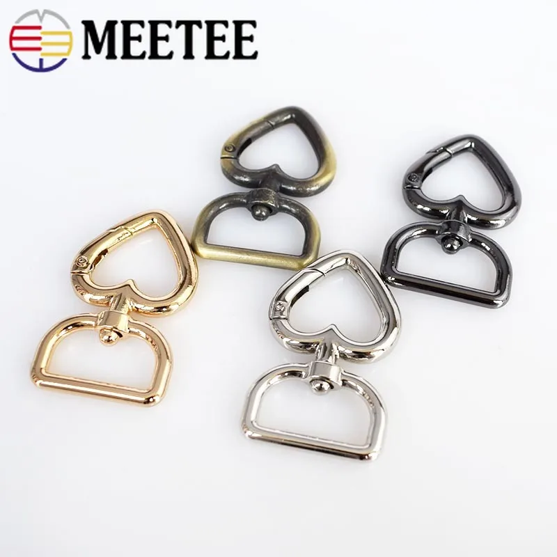 Металлические пряжки в форме сердца для сумок ремешков застежек брелоков