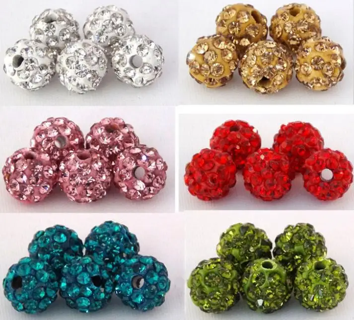 

10mm 100pcs/lot factory price Mixed multi best Micro Pave CZ Disco Ball Beads crystal Bead Bracelet Neacklace nb43