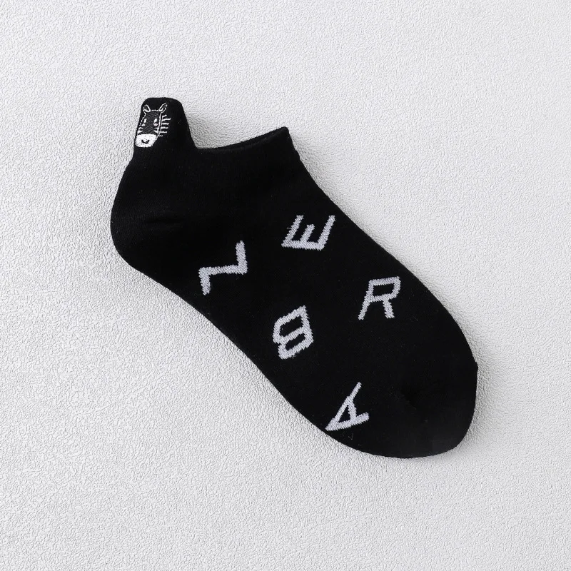 

5pairs Women Socks Creative Personality Black And White Stripe Embroidery Socks Cartoon Animal Cute Zebra Cow Socks Cotton Sox