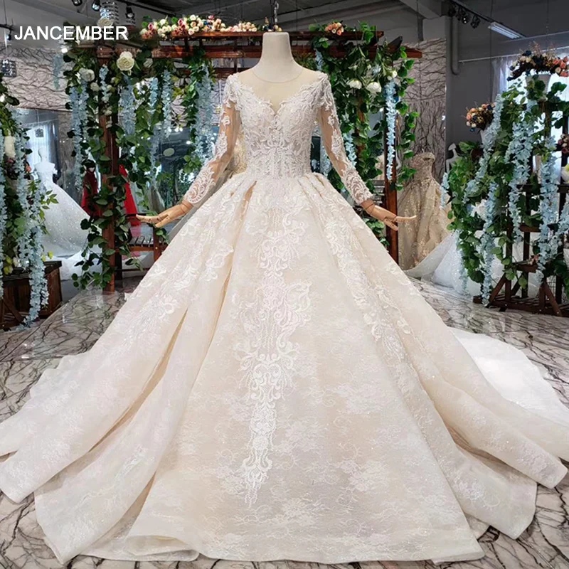 HTL372 роскошное популярное свадебное платье со съемным шлейфом и круглым вырезом