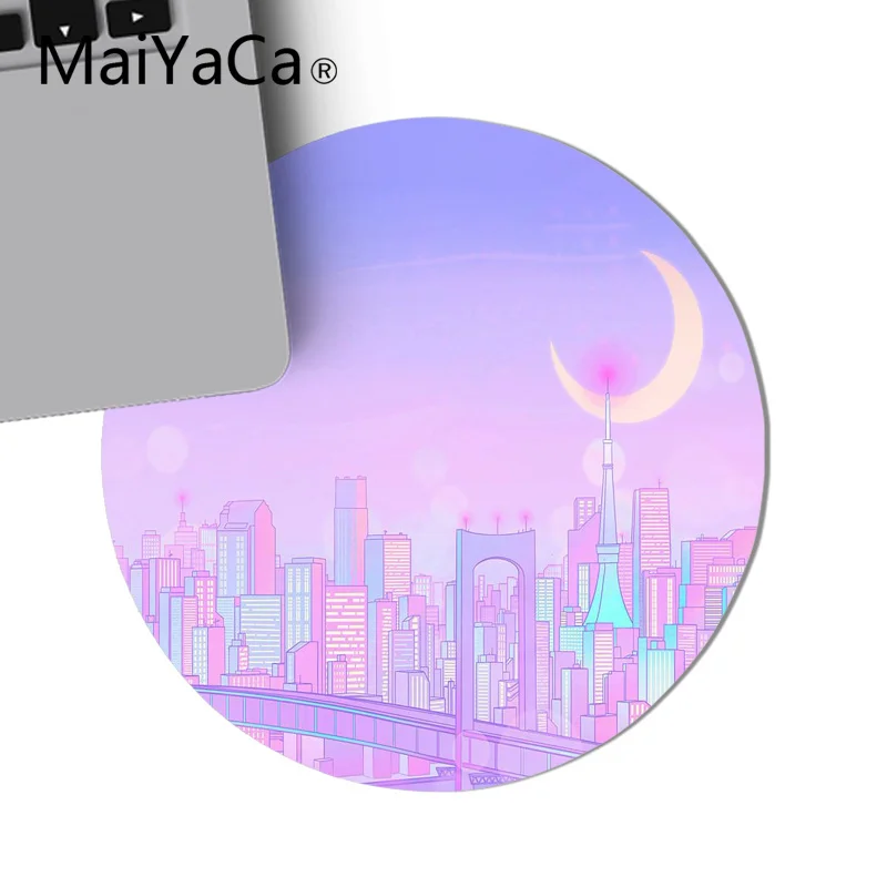 Розовый Аниме Луна Пейзаж эстетика Искусство Коврик для мыши игровой коврик