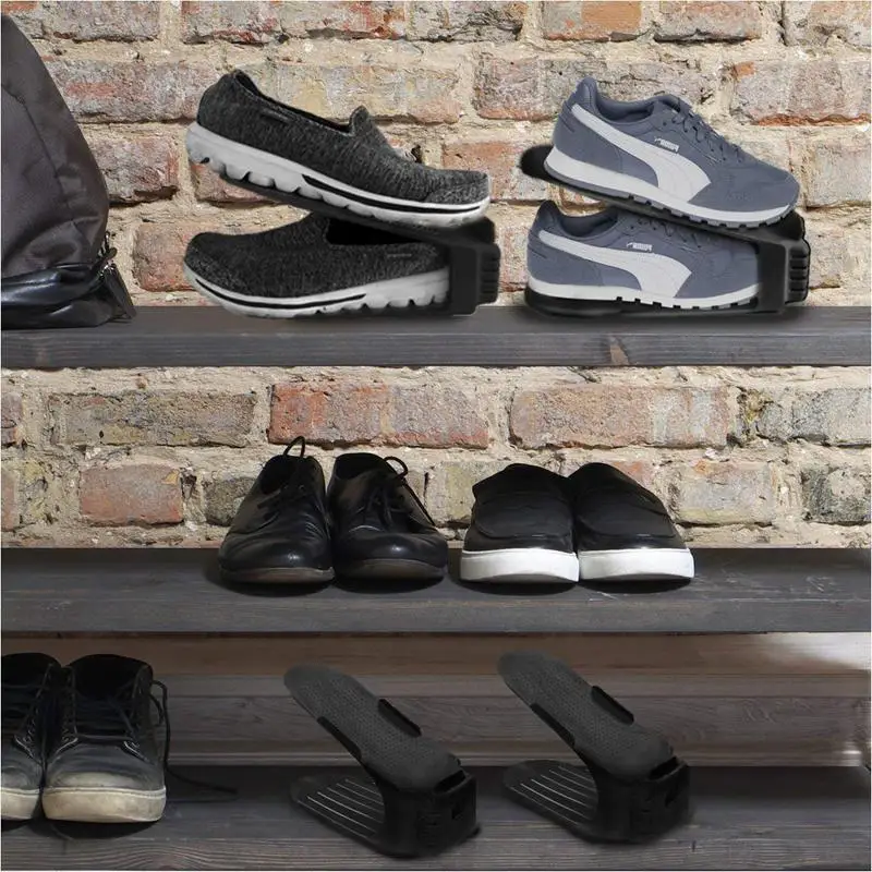 

Shoe Slots Space Saver, Closet Shoe Slotz Organizer, Double Storage Rack Holder, Set Of 6, Black