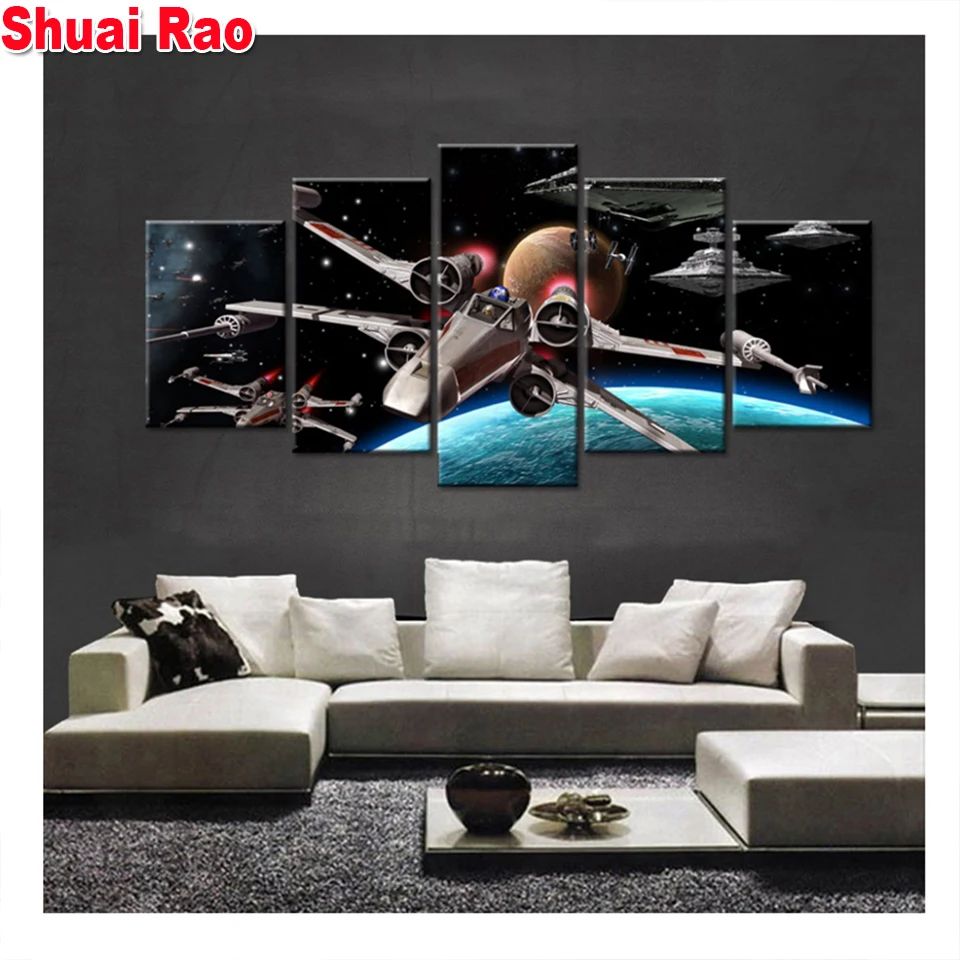 

5 Piece diamond painting satellite full square/round drill 5d diamond embroidery Multi-pictures landscape wall art