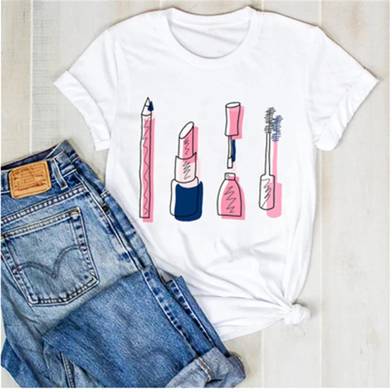 LINNA женская летняя новая футболка тенденция печать ногти 3D для ногтей с рисунками