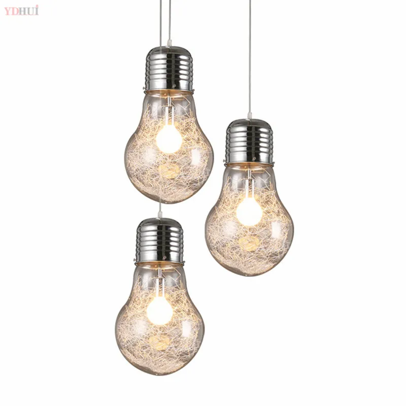 

Creative personality pendant lights iron glass big bulb vintage lamp bar Russian warehouse 300mm * 450mm large pendant lamps