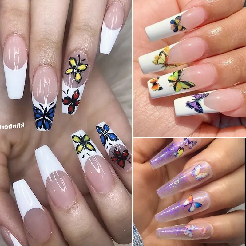 

1 Sheet 3D Butterfly Nail Sticker Colorful Flower Self Adhesive Transfer Stickers Nail Decal DIY Nail Art Decoration Foils Wraps