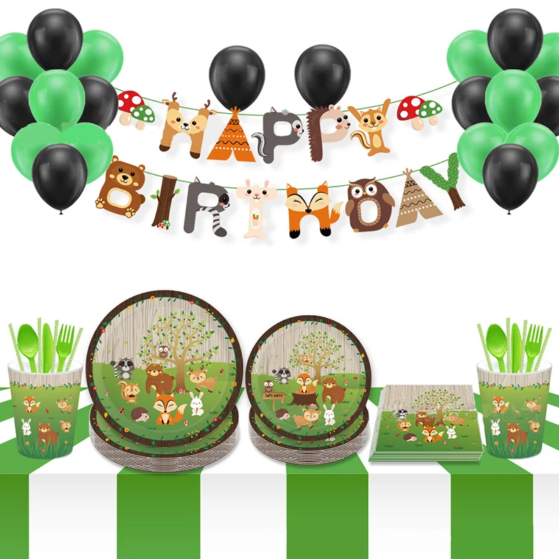 Набор одноразовой посуды в виде животных джунглей сафари для детского дня