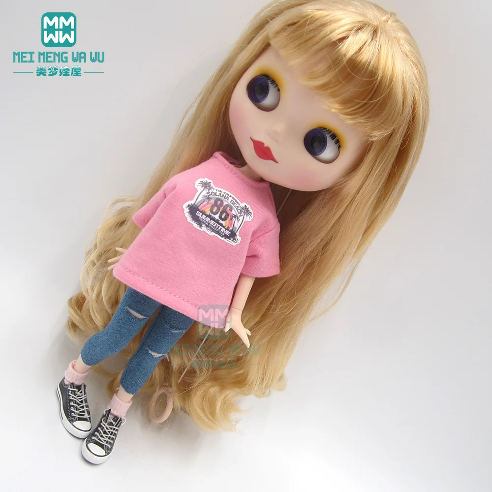 1 шт. одежда Blyth Doll модная свободная футболка джинсы для куклы Azone obitsu FR 1/6|Куклы| |