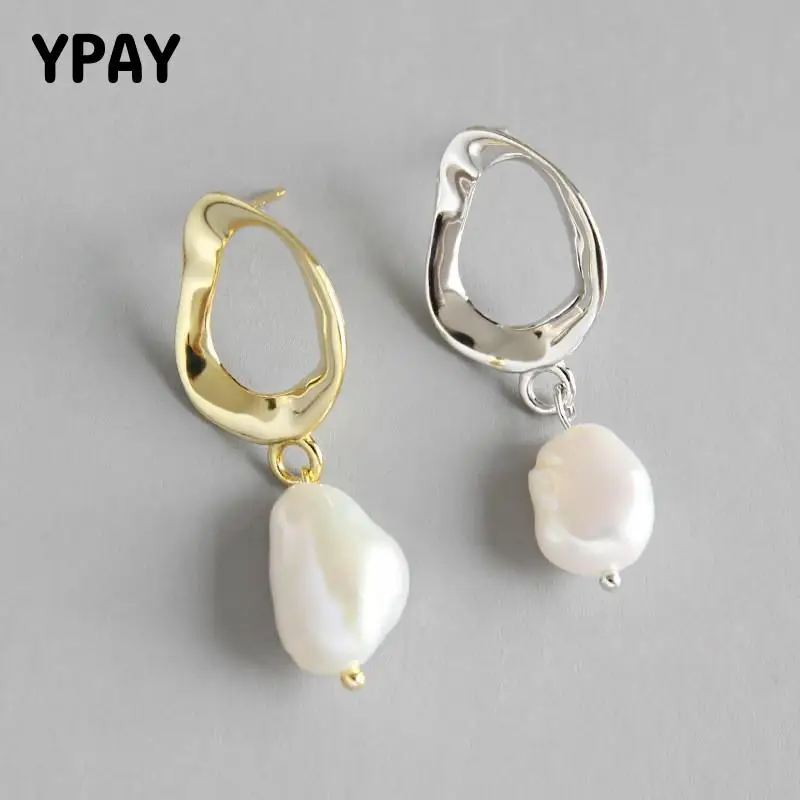 Серьги YPAY с жемчугом в стиле барокко 100% подлинное серебро 925 пробы корейские