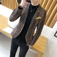 men blazer 2022 new arrival spring and autumn male leisure suit stripe slim outerwear single button casual korean style x05