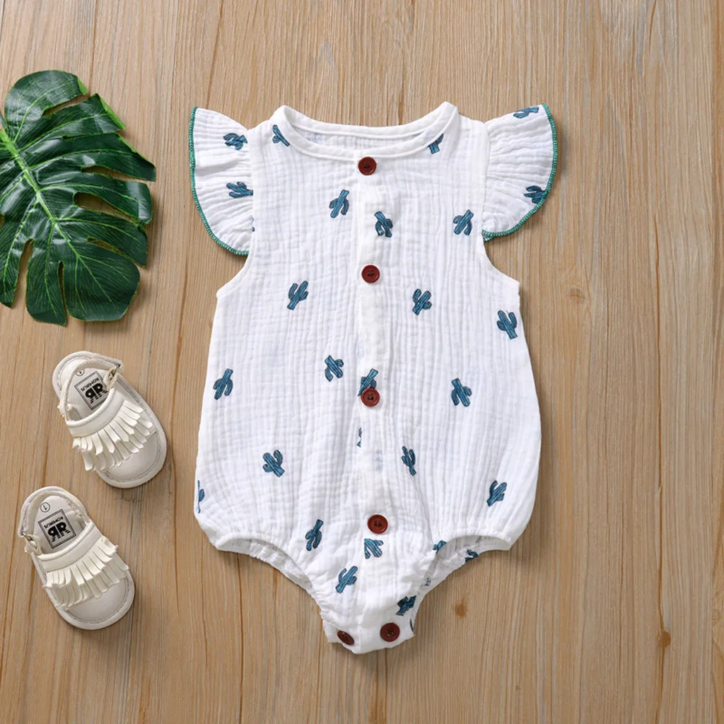 Комбинезон для новорожденных девочек хлопково-льняной наряд с рукавами летучая