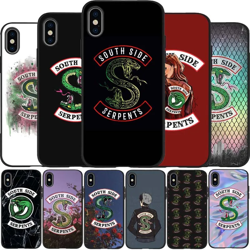 Черный силиконовый чехол riverdale south side serpents для iPhone 12 XR XS Max 5 5S SE 2020 6 6S 7 8 PLUS X 11Pro 11 |