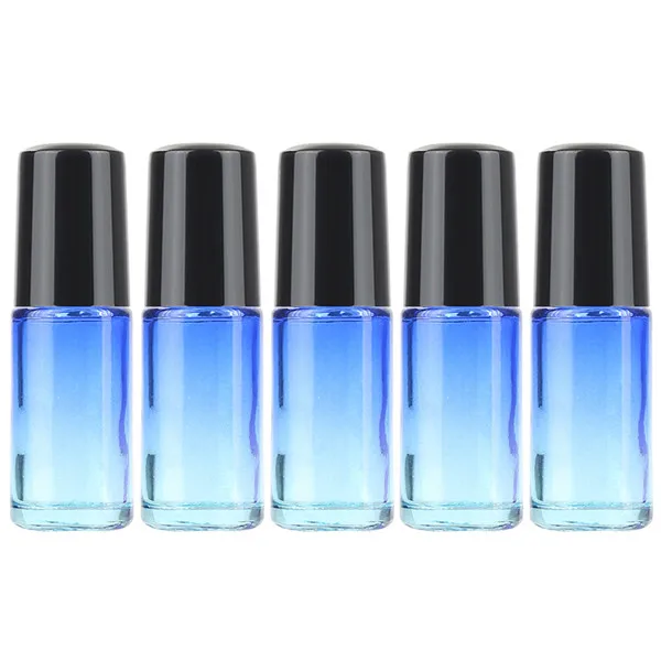 01 5ML 5PCS 5 шт./компл. 10 мл градиентные цветные толстые стеклянные с роликовым аппликатором эфирные масла пустые флаконы для духов 10cc роликовый шар прочный для путешествий - Цвет: 01 5ML 5PCS