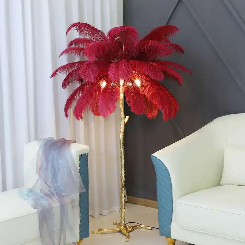 Kobuc Nordic Ostrich Feather Floor Lamp Stand Light 1.2/1.7M Modern Interior Lighting Decor Home Lights Luminaria Bedside | Освещение