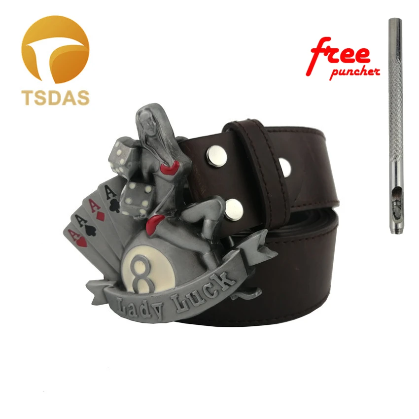 В ковбойском стиле Роскошные Для мужчин металлические пряжки ремня леди Luck Покер