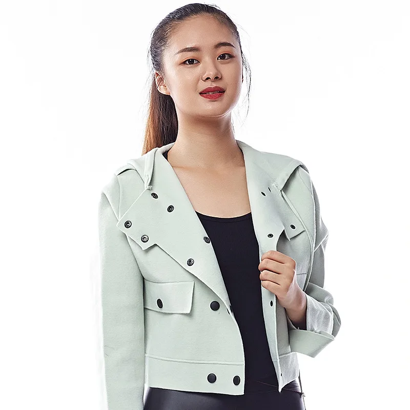 Зеленая куртка топы для девочек с капюшоном женский короткий вязаный Пушистый