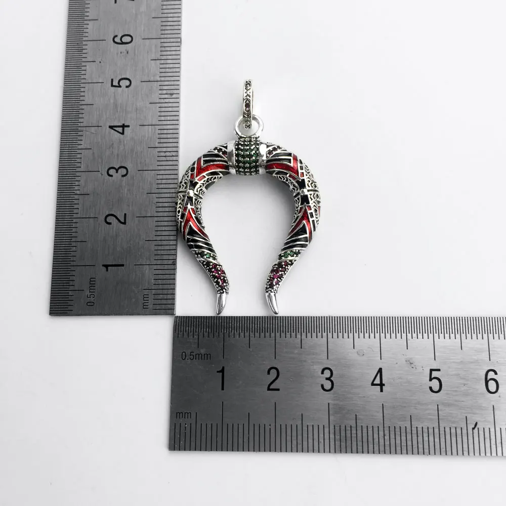 Дракон подвески в виде рога 925 пробы серебро разноцветный кубический цирконий