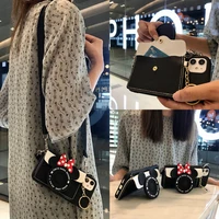 cute leather wallet tpu phone case for xiaomi mi 11 10 pro 10t lite 10s redmi 9a 9c 7a 8a note 7 8 8t 9s 5g 9t lanyard