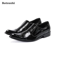 batzuzhi italian leather mens dress shoes vintage pointed toe black leather business shoes men formal zapatos hombre eur38 46