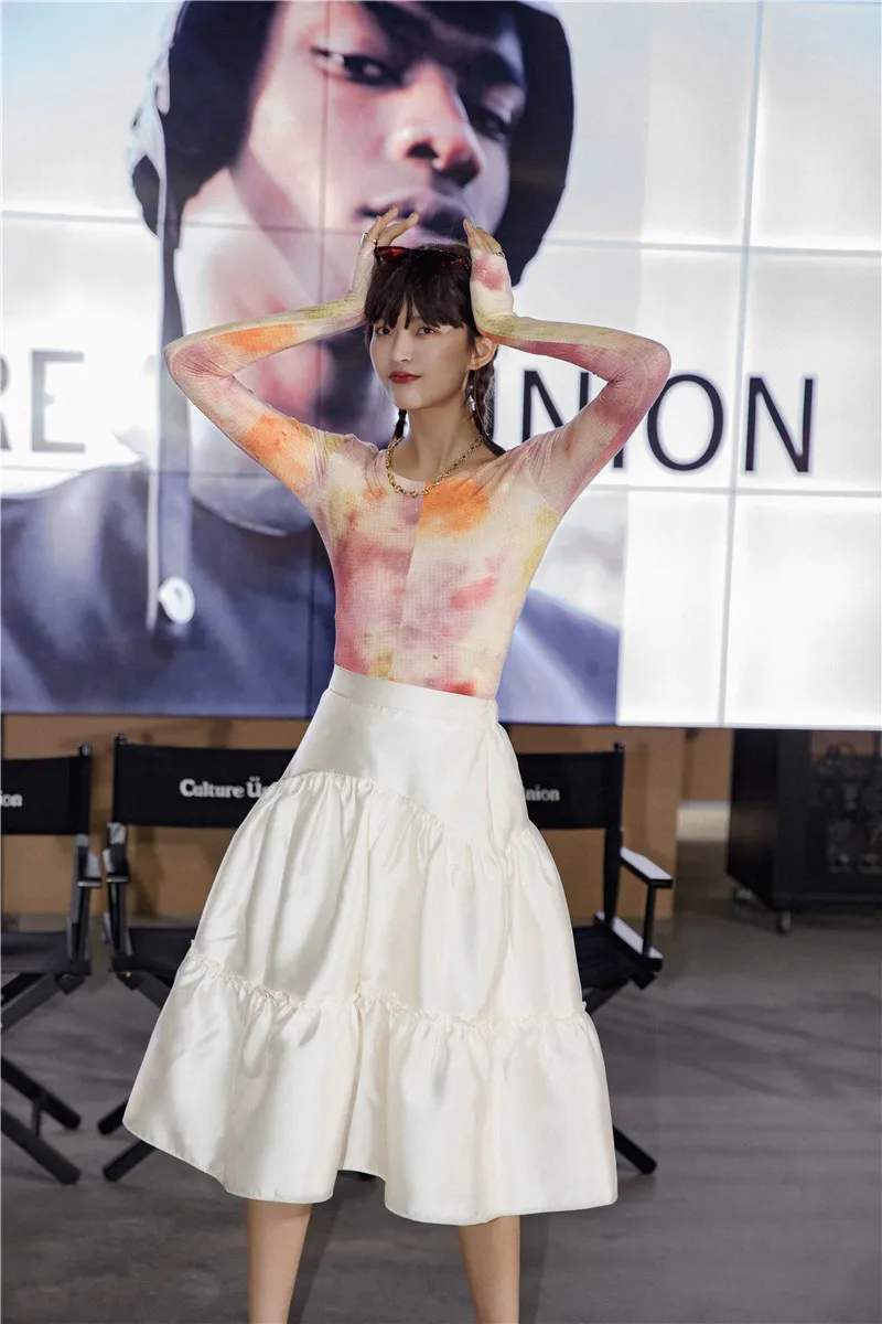 

Glitter Skirt Womens 2020 Classy Knee Length Frill Skirt White High Waist Ball Gown Ruched Skirt Women Summer