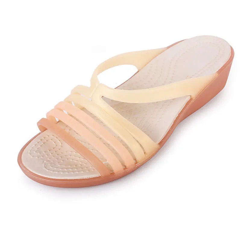 

Women Rainbow Jelly Sandals Candy Color Peep Toe Female Flat Beach Shoes Slip On Slides Casual Ladies Summer Footwear we345