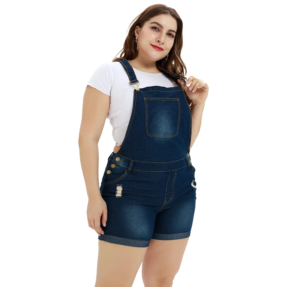 

Plus Size Denim Blue Women Jumpsuits Bodysuit Pocket Female Rompers Overalls Summer Playsuit Fashion Belted Ladies Overalls
