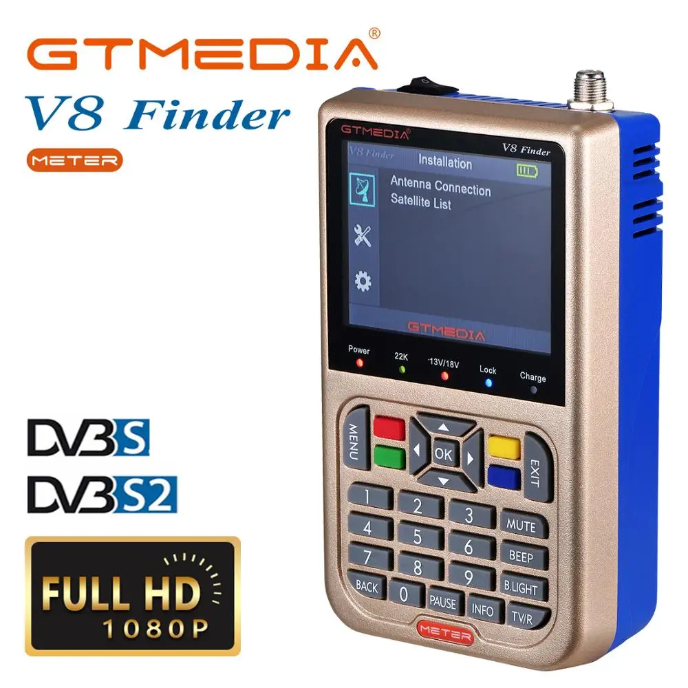 GTMEDIA V8 Finder спутниковый метр DVB S/S2/S2X искатель 3 5 &quotЖК дисплей Экран встроенный 3600mA