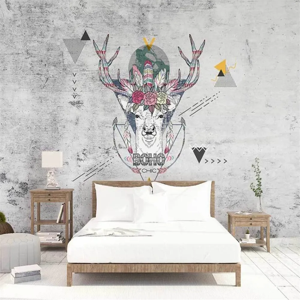 

Milofi custom 3D wallpaper mural geometric elk abstract Nordic living room bedroom background wall decoration painting wallpaper