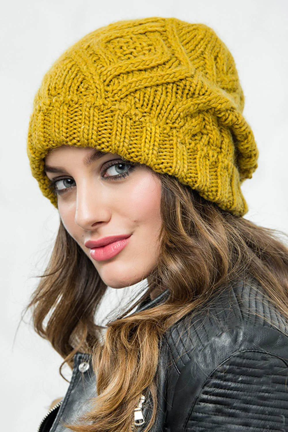 Женские зимние вязаные шапочки Skullies шапки однотонные мягкие шерстяные грубые модные повседневные Осенние Теплые винтажные Стрейчевые шапки