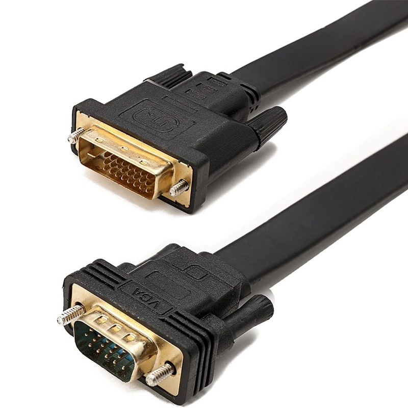 Активный DVI D Dual Link 24 + 1 мужчина к VGA Мужской адаптер с плоским кабелем адаптера для