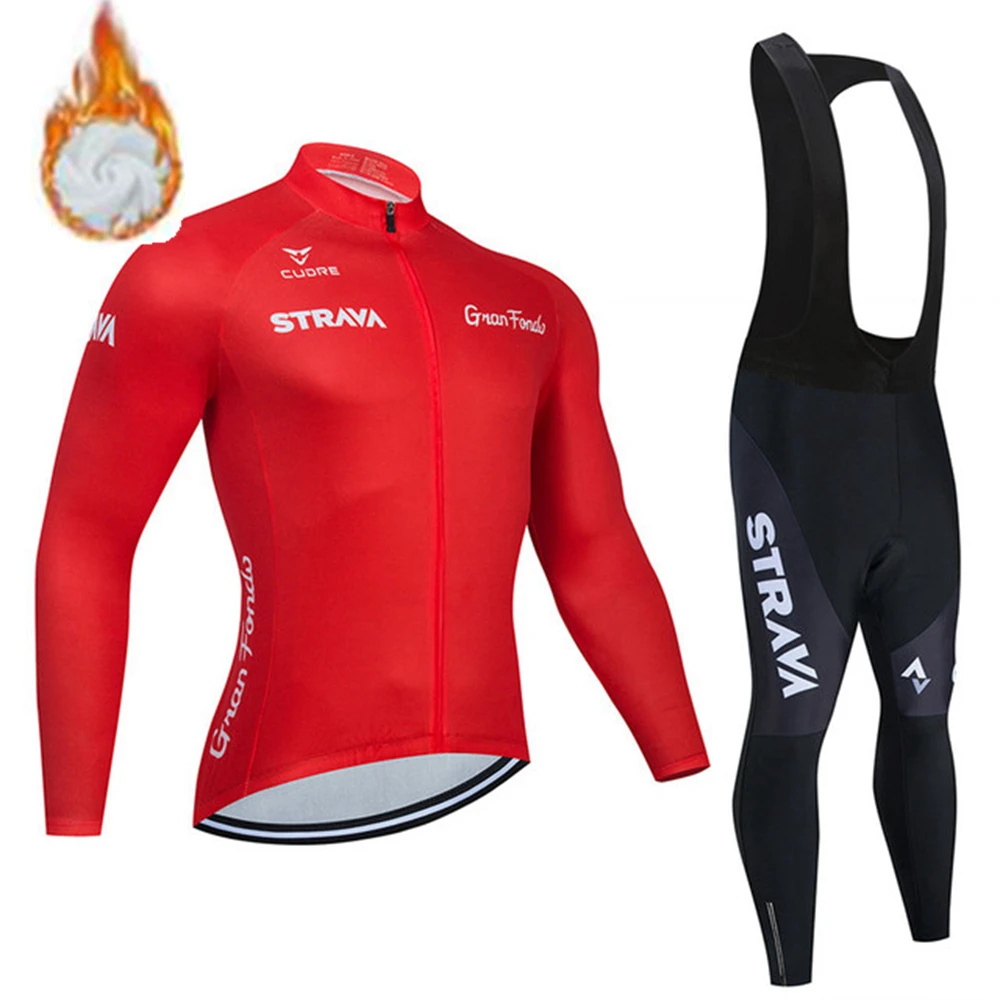 STRAVA 2021 Pro Team Зимняя Теплая Флисовая одежда для велоспорта велосипедная рубашка