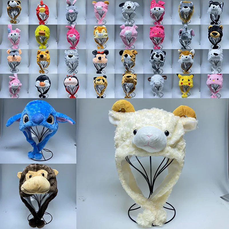 

Cosplay Cartoon Animals Props Costume Parent-child Boys Girls Bunny Hat Plush Cap Party Performance Props Cap Winter Warm Cap