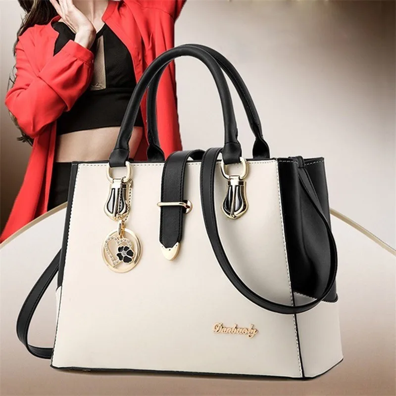 

Women Handbag Patchwork Shoulder Messenger Office Work PU Leather Women Bag Ladies Luxury Handbag Vintage Large Shoulder Bag