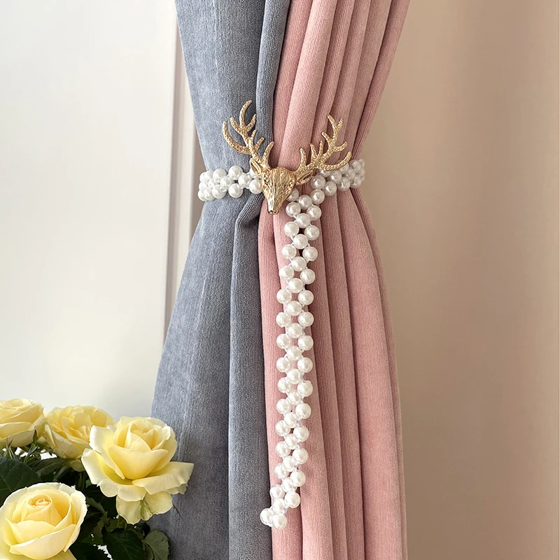 

Golden Silver Color Elk Curtains Buckles Window Curtains Tieback Holder Clips Curtain Strap Accessories Easter Decorations