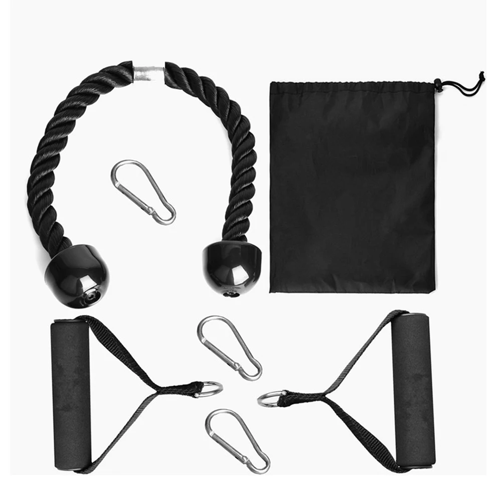 

7pcs Fitness Home Gym Bodybuilding Muscle Strength Training Attachment Pull Rope Buckles Handles Exercise Workout Equipment