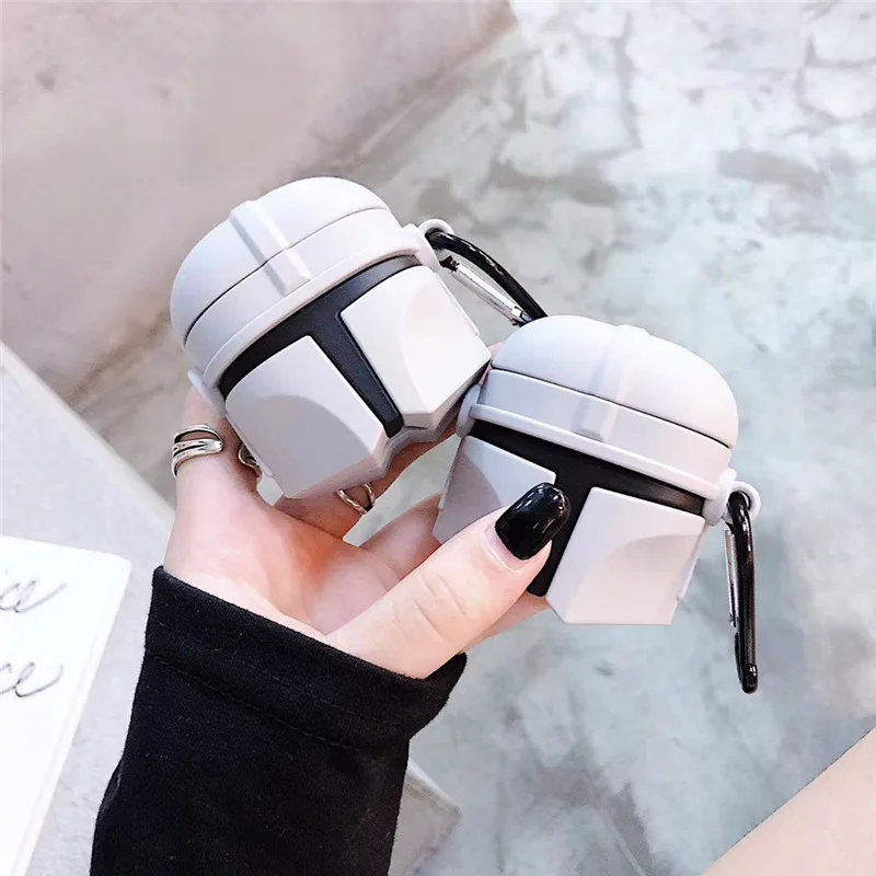 

Hasbro Star Wars Mandalorian Helmet Soft Shell for Airpods 1/2 Protection Bluetooth Wireless Earphone Cover Charging Case