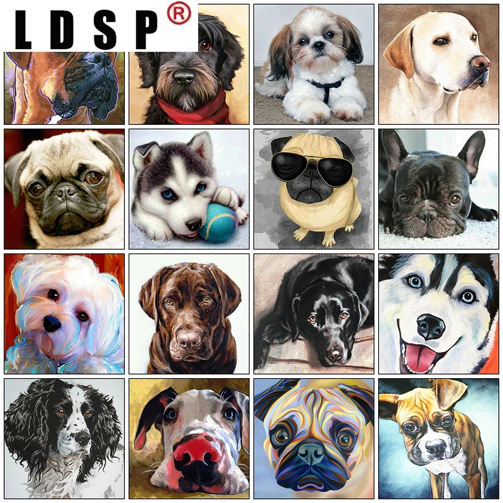 

LDSP Home Decor 5D DIY Diamond Painting Dog Full Square Diamond Embroidery Sale Animals Rhinestone Picture Cross Stitch Kit