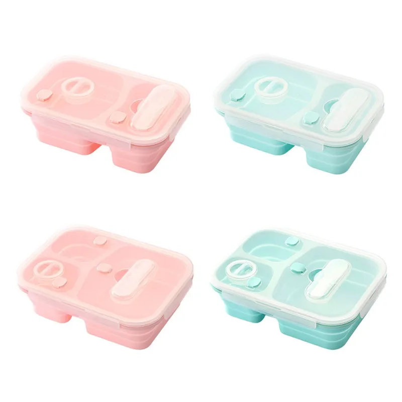 

Kitchen Accessories Bento Box Folding Tableware ilicone Collapsible Lunch Box Folding Food Storage Microwavable Outdoor Portabl