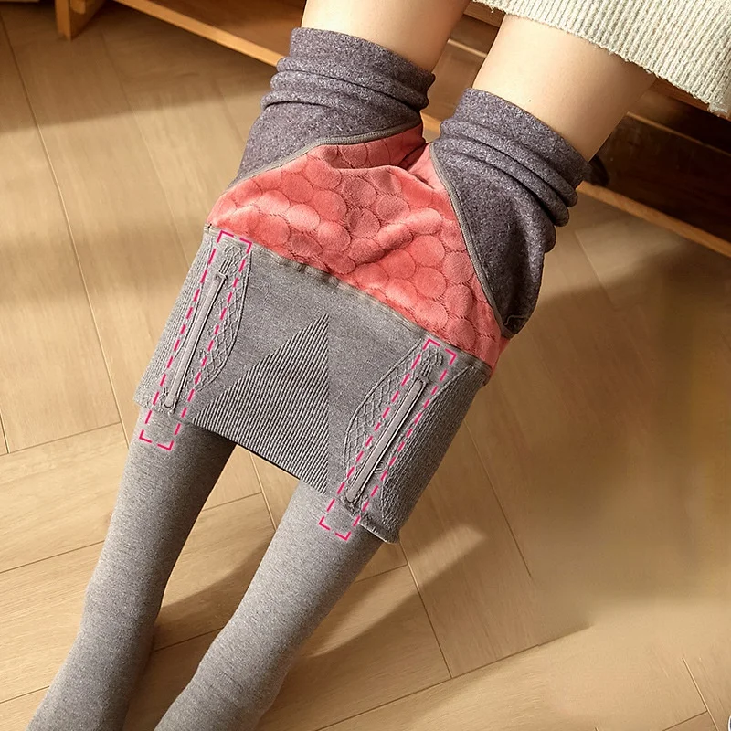 Leggings Plus Velvet Thickening One-piece Pants Women's Outer Wear Autumn and Winter Cashmere Warm Pants High Waist Belly