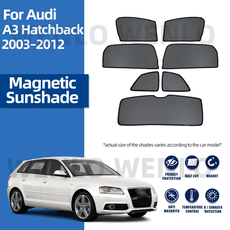 

For Audi A3 Hatchback 8P 2003-2012 Front Windshield Car Sunshade Side Window Blind Sun Shade Magnet Visor Mesh Curtain Sunshield