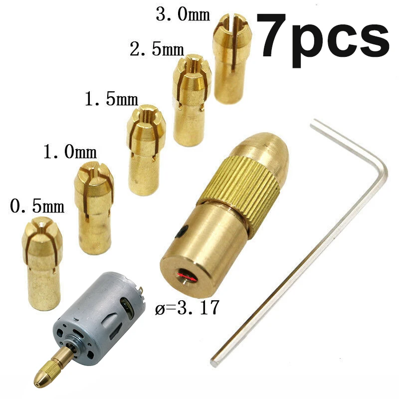 

7pcs Mini Drill Chuck Adapter Bits For Twist Electronic Drill Chuck Tool Power Rotary Tool High Quality Brass 0.5mm-3.0mm