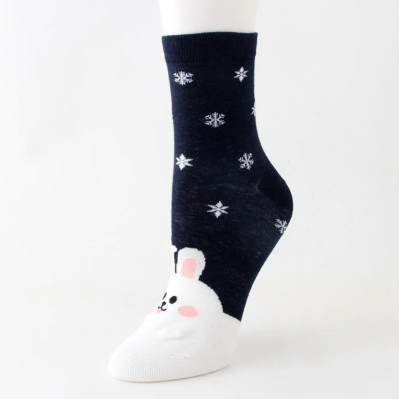 R Cotton Socks Cute Funny Women Sock Colorful Cartoon Kawaii Santa Elk Socks Christmas Gift For Girls Cute funny design#F - Цвет: R